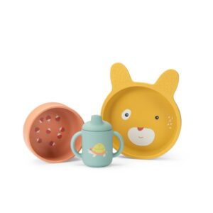 Set vaisselle silicone Trois petits lapins