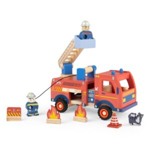 CAMION DE POMPIER EN BOIS - GRANDE ECHELLE