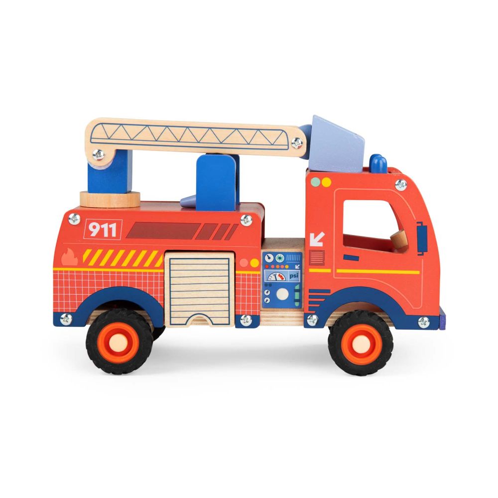 CAMION DE POMPIER EN BOIS - GRANDE ECHELLE – Image 2