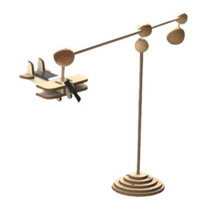 KIT A CONSTRUIRE - MINI BIPLAN EN BOIS SUR SOCLE 20CM - SOLAIRE