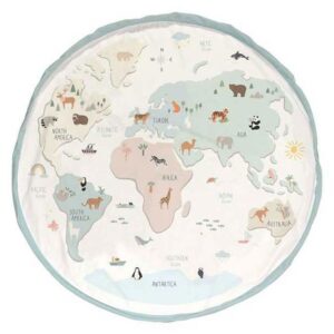 3-in-1 tapis de jeu & sac à jouets - worldmap colour