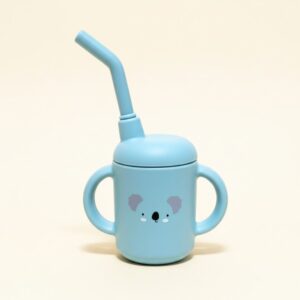 VERRE A PAILLE – SILICONE – BLEU CIEL