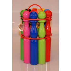 JEU DE 9 QUILLES LAQUEES MULTICOLORS 19 CM