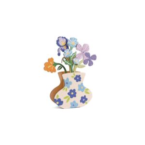 Kit vase et fleurs à strasser bleu